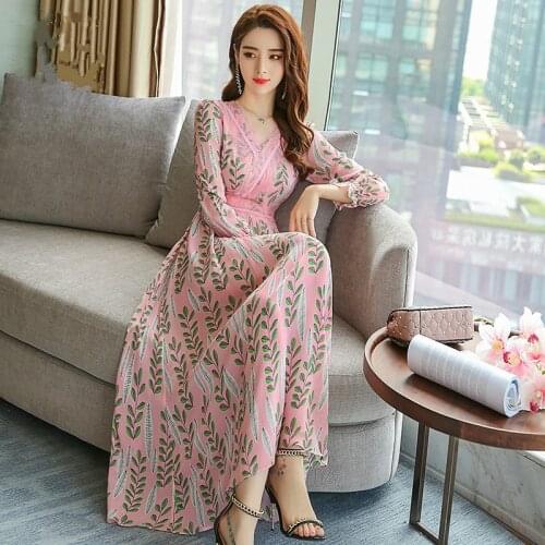 100% Silk Dress Woman Long Floral Dress Elegant Dresses for Women Spring Autumn Clothes Fashion 2021 Vestido De Mujer Pph3283