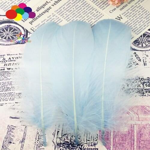 100 Pcs sky blue Goose Feathers Dyed 15-20 Cm/6-8 Inch Diy Stage Props Decor Headress Carnival Costume crafts