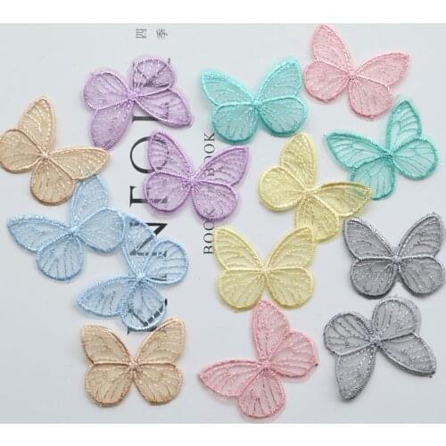5pcs 4.5*3.5cm 3D Butterfly Embroidery Patches For Clothing Dress Decor Headwear Diy Crafts Mesh Applique Sewing Accessories HOT