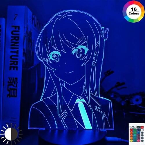 Anime Waifu Sakurajima Mai Led Night Light for Kid Bedroom Decor Light Gift for Friend Bunny Girl Led Lamp Nightlight Anime Gift