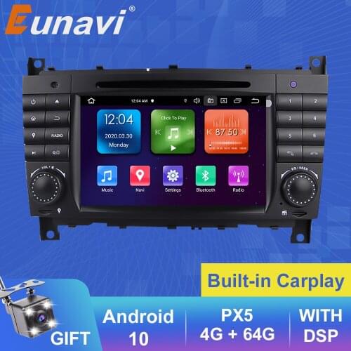 Eunavi DSP 2 DIN Android 10 Car DVD Radio Player GPS For Mercedes Benz W203 W209 W219 W169 A160 C180 C200 C230 C240 CLK200 CLK22