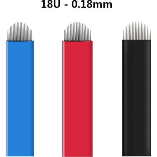 Free Ship 1000PCS 0.18mm 18U Laminas Agulhas Tebori Microblading Blades Permanent Makeup Tattoo Needle For Eyebrow Manual Pen
