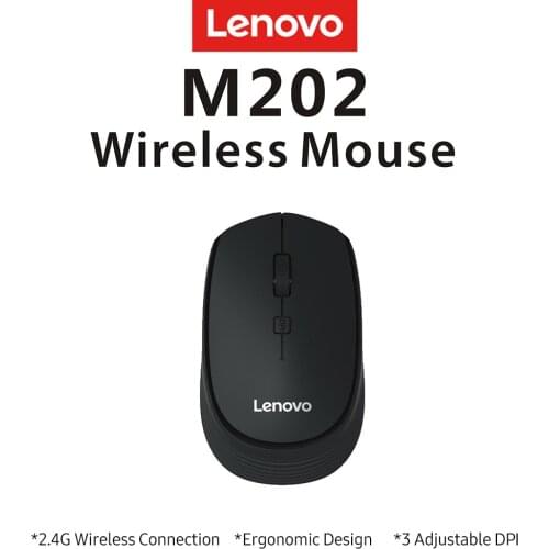 Lenovo M202 Mini USB Optical Wireless Computer Mouse Mute Mous 2.4G Receiver Adjustable DPI Super Portable Mouse For PC Laptop