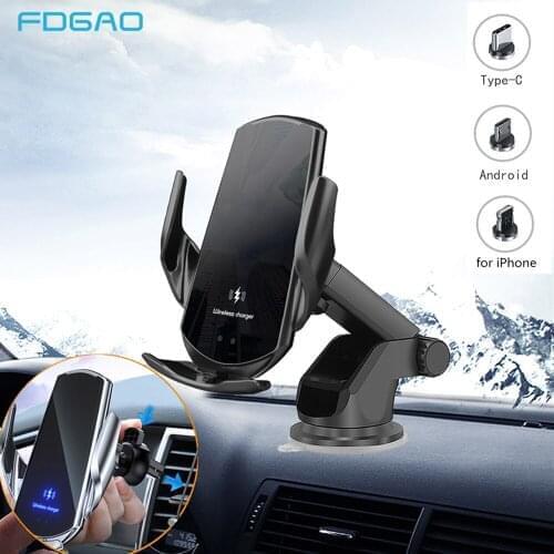 Wireless Car Charger Stand for iPhone 12 11 Pro Max XS XR Automatic Clamping 15W Fast Charging Dock Air Vent Mount Phone Holder