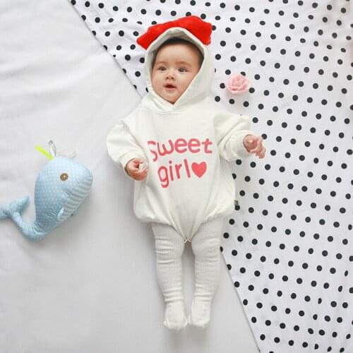 4pcs/set Baby Girls Bodysuit With Hood Long Sleeve Jumpsuit For Sweet Newborn Twins Cute Bowknot Design Baby Rompers 0-12m