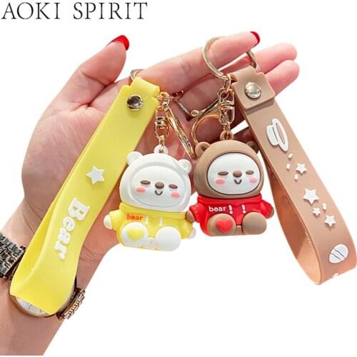 Cartoon Cute Soles Caring Bear Animal Keychain PVC Material Three-Dimensional Doll Pendant Mobile Phone Backpack Accessories