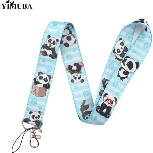 YIMUBA Panda Cute Animal Lanyards Keychain ID Card Badge Holder Cell Phone Neck Straps Casual Ribbon Rope Key Chain Accessories