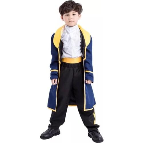 Child Boys Halloween Victorian King Prince Costume Beauty Beast Vintage Court Jacket Shirt Pants Set Cool Outfit For Baby Kid