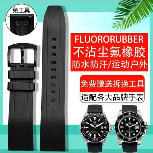 Fluorine Rubber Watch Band for Mido Tudor Citizen Watch Waterproof Silicone Mens Pin Buckle Accessories 22mm