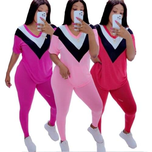 Womens Summer Short Sleeve Pants Sports Two Piece Suit Loose Cool Quick Dry Yoga Set Holiday Vacation Beach Sport Suit