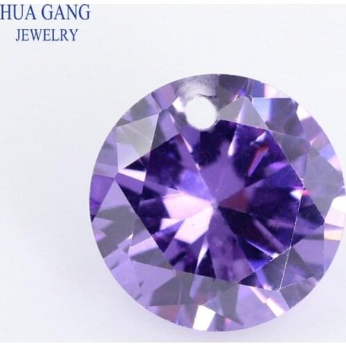 Single Hole AAAAA Round Brilliant Purple Cubic Zirconia Stone For Jewelry Making 3-16mm High Quality