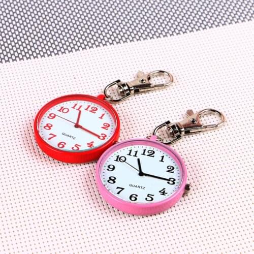 Quartz Pocket Watch Keychain Clocks Round Dial Portable Simple Pendant for Women Men d88