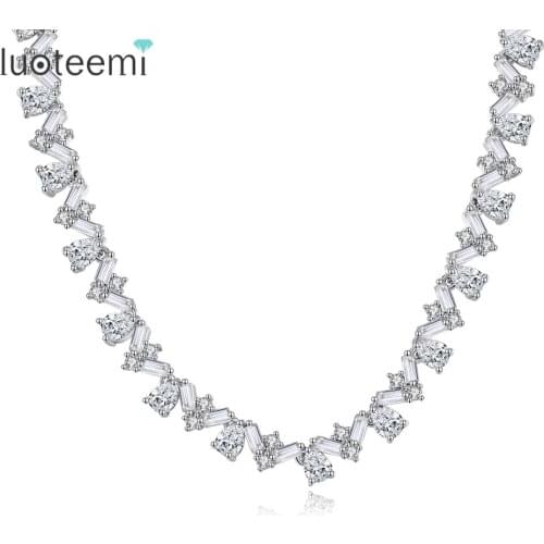 LUOTEEMI Brand Elegant Necklace For Women Fashion Small Crystal Choker Shining Cubic Zircon Jewelry Dating Gifts
