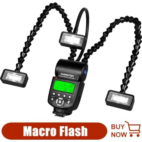 KR888 Macro Flash with 3PCS Flash Heads LED Macro Flash Speedlite for Canon Nikon Panasonic Olympus Pentax Sony DSLR