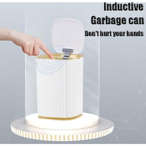 15L Smart Sensor Garbage Bin Kitchen Bathroom Toilet Trash Can Best Automatic Induction Waterproof Bin with Lid USB Rechargeable