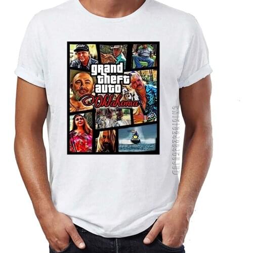 Mens T Shirt Tiger King Joe Exotic Grand Theft Oklahoma Artwork Art T-shirts Homme Graphic Tops & Tees O-Neck Camiseta