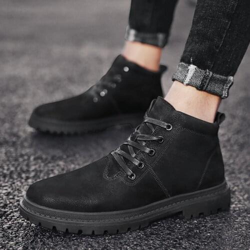 Men Boots Warm Fur Snow Boots For Martin Boots Leather Winter Shoes Men Ankle Boots Men Warm Shoes Winter Mens Shoe Booties