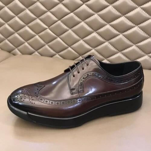 Thick Bottom Men business Dress Shoes Genuine Leather Brand Fashion High Quality Business Casual Leather Shoes