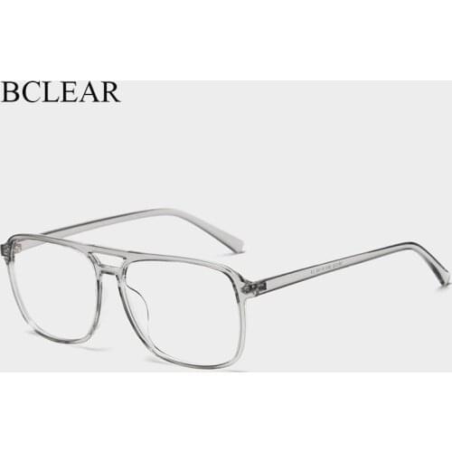 BCLEAR Ultra-Light TR90 Retro Black Transparen Double Beam Men Glasses Frames For Prescription Eyeglasses Optical Eyewear H8024