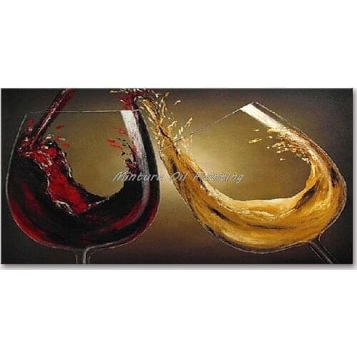 Mintura Wall Picture for Living Room Oil Paintings on Canva Hand Painted The Clash of Wine Glasses Home Decor Wall Art No Framed