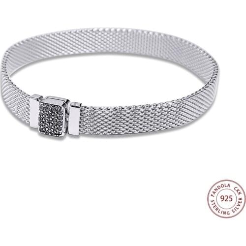 2020 New 925 Sterling Silver Jewelry Reflexions Sparkling Clasp Bracelets for Women Bracelet Charm Argent 925 Bijoux Femme