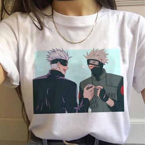 2021 Summer New Mens Japanese Anime Jujutsu Kaisen Gojo Satoru kakashi Loose T-shirt Ladies Cartoon Street Wear