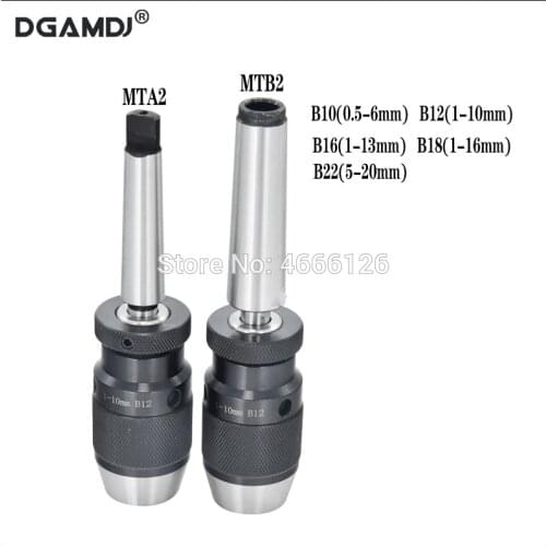 1SET Keyless Drill Chuck Self Tighten Automatic Locking Chuck 1-13mm B16 MT2/ B18 MT2 shank 1-16/B12 MT2 M10 Morse Taper shank