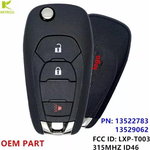 KEYECU OEM Flip 3 Button Remote Key FOB 315MHZ ID46 Chip for Chevrolet Trax Sonic Hatchback Spark 2019-2021 FCC ID: LXP-T003