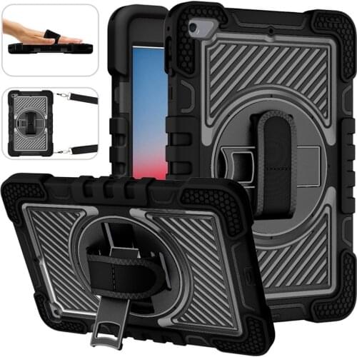 Hand Strap 360 Rotatable Kickstand Rugged Soft Silicone+Hard PC Protective Case for ipad Mini 5 Case/ipad Mini 4 Cover