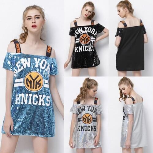 Sexy Fashion Casual Club Straight Short Sleeve Off Shoulder English Letter Sling Summer High Street Club Sequin Women Dress 9951