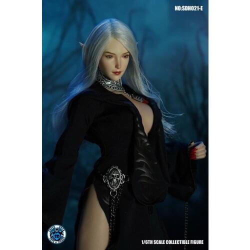 SUPER DUCK 1/6 SDH021 Silver Hair Fairy Lady head sculpt with 2 pairs ears E B For pale skin body figure