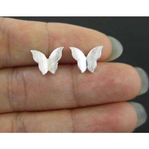 TianBo 2018 New Butterfly Earrings Rose Gold Color Stud Earrings for Women Child Brushed Butterfly Cartilage Ear Studs