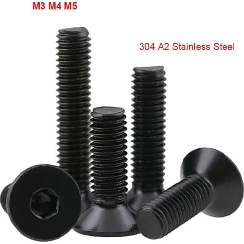 M3 M4 M5 Flat Head Hex Hexagon Socket Machine Screws DIN7991 Black 304 Stainless Steel Countersunk Allen Bolts