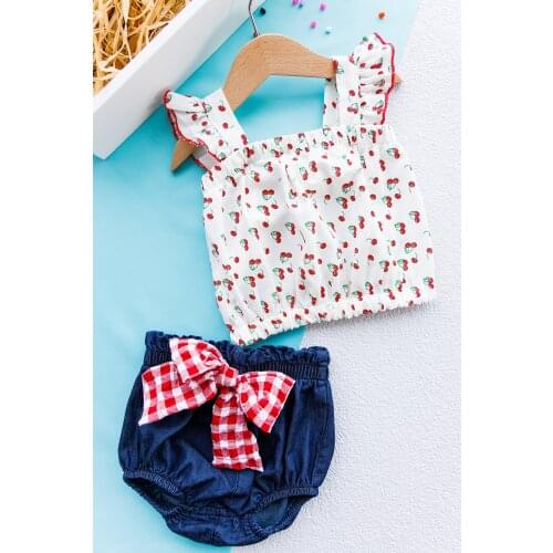 Cherry Suspended Double Baby Girl Suit