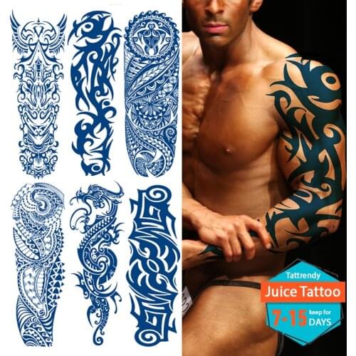 Juice Lasting Waterproof Temporary Tattoo Sticker Dragon Totem Cloud Tattoos Men Full Arm Sleeve Body Art Fake Tatto Sexy Boy