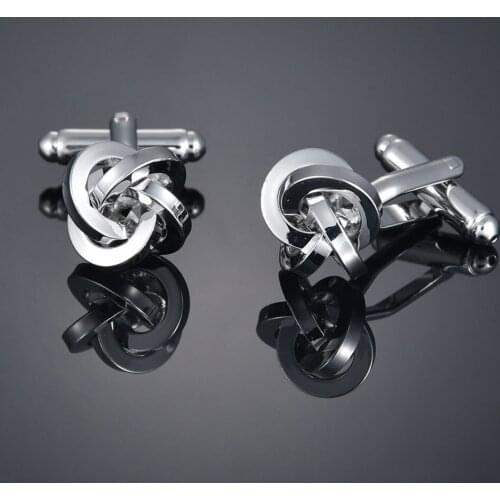 Flower Shape Twist Cuff Links High Quality Luxury Silver Plated Cufflinks For Man Knot Design Shirt Wedding Party Business 1 Pa