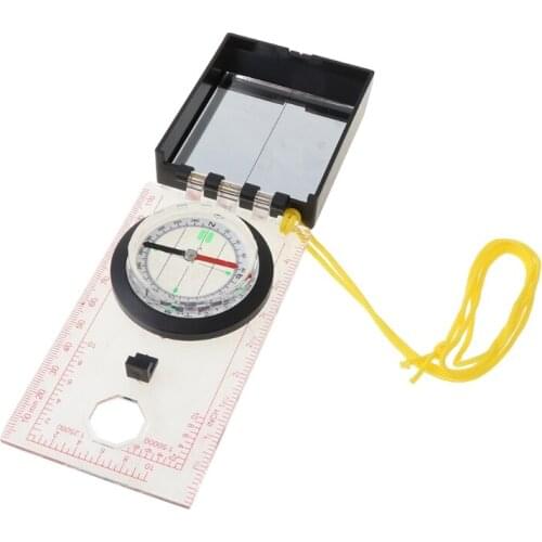Map Ruler Mirror Scale Navigation Compass Scouts Survival Outdoor Camping Kits X7JD