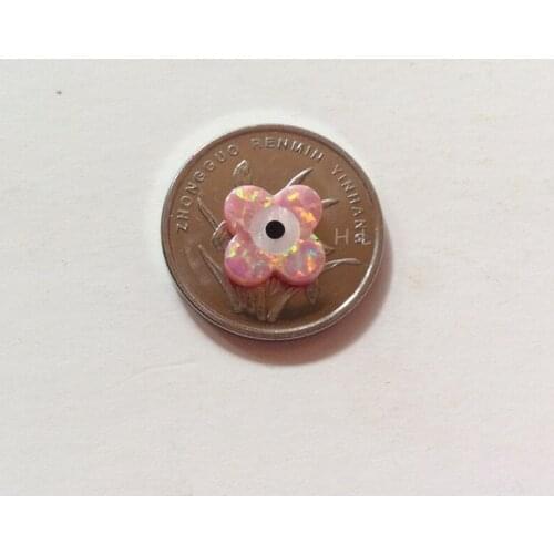 10MM OP24 Salmon Pink Color Synthetic Fire Opal Clover Black Eye For DIY Jewerly