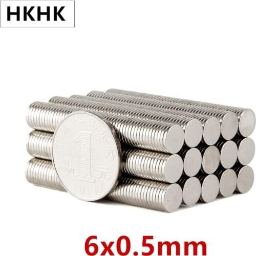 100p/lot Disk Magnet 6mm x 0.5 N52 Strong magnet 6x0.5 mm NdFeB Rare Earth Neodymium magnet 0.5mm thin Magnets for speaker