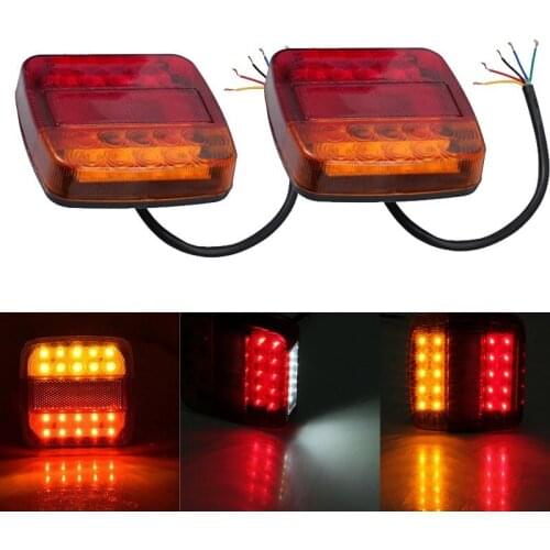 2Pcs 12V Trailer Truck Caravan 26 LED Taillight Tail Rear Light Turn Signal Brake Stop Lamp 12LED Number Plate Light Boat Pickup