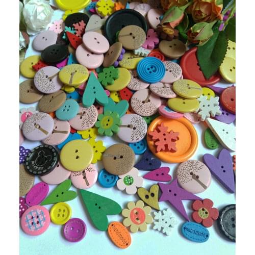 20Pcs Multicolor 2 Holes 4 Hole Random Mixed Styles Dyed Sewing Wooden Buttons Scrapbooking DIY Garment Accessories