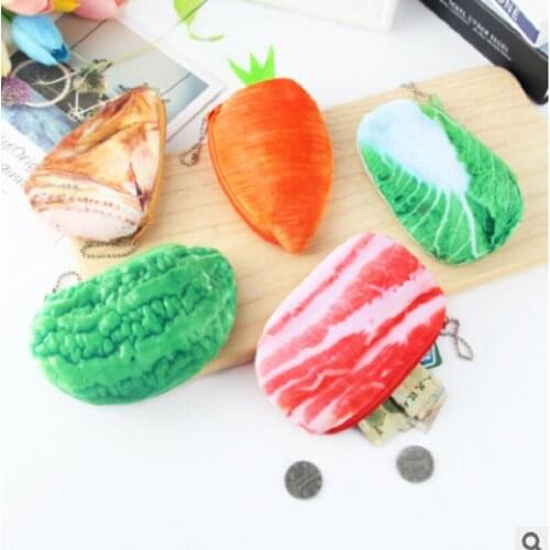 3D Vegetable Simulation Plush Zero Wallet Creative Lovely Coin Purses Earphone Storage Key Bag
