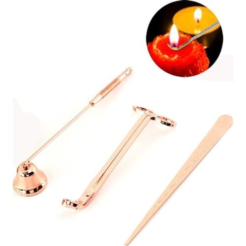5 Sets 3 in 1 Candle Snuffer Wick Trimmer Hook Wicks Dipper Stainless Steel Oil Lamp Trim Scissor Gold Silver Black Wholesale X2