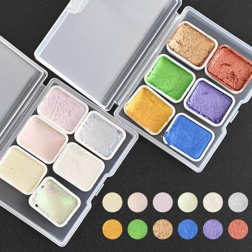 6colors/set Pearlescent Eyeshadow Chorms Pigment Cosmetics Aurora Shimmer Solid Fine Eye ShadowPowder