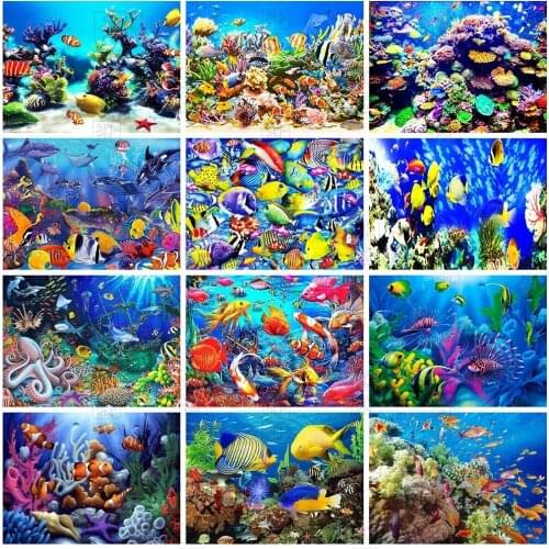 Animal Diamond Painting 5D Diy Fish Diamond Embroidery Underwater World Scape Full Drill Rhinestone Mosaic Home Decoration Gift