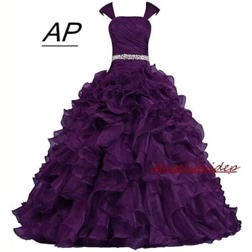 ANGELSBRIDEP Short Sleeve Organza Ball Gown Quinceanera Dress Elegant 2021 Quinceanera For 15 Years Vintage Style Party Dress