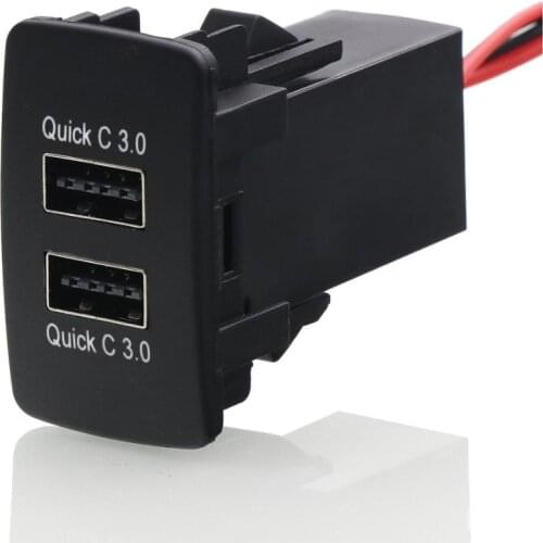 Car usb quick charger 3.0 dual USB for HONDA 25.5x44mm green led 5v 3A/9V 2A /12V 1.5A car charger adapter