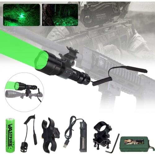 C8 5000lm XM-Q5/T6 Led Weapon Gun Light White/Green/Red Tactical Hunting Flashlight Rifle Scope Airsoft Mount Switch 18650 Box