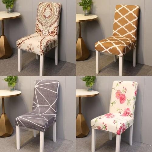 Chair Covers for Dining Room with Printed Pattern Easy Slip-on Stretchy Chair Slipcover Seat Protector for Home Party Banquet