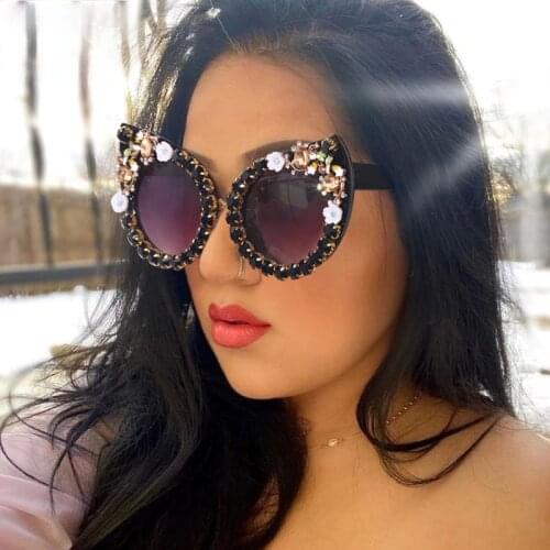 Diamond Cat Eye Sunglasses Women Vintage Big Frames Sun Glasses Female Clear Lens Eyeglasses Oculos Lunette De Soleil Femm